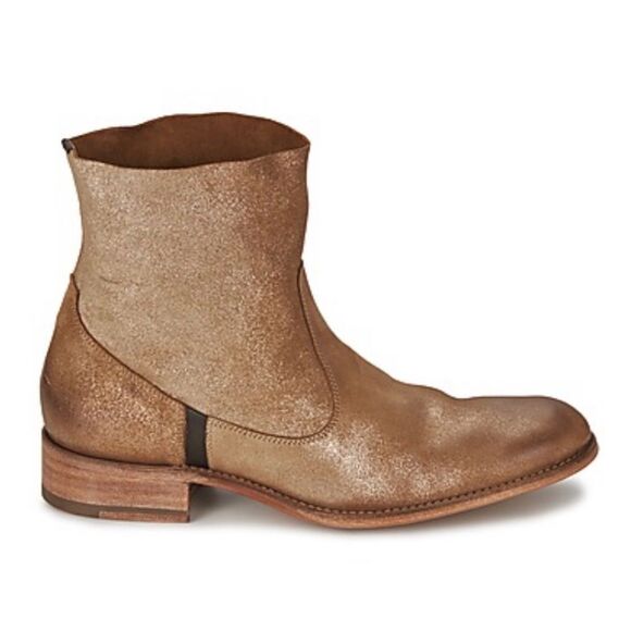 N.D.C. SANDRINE SOFTY BRILLO Sylvia Gold Leather Mid Ankle Boots Sz 36 1/2 - Picture 3 of 16